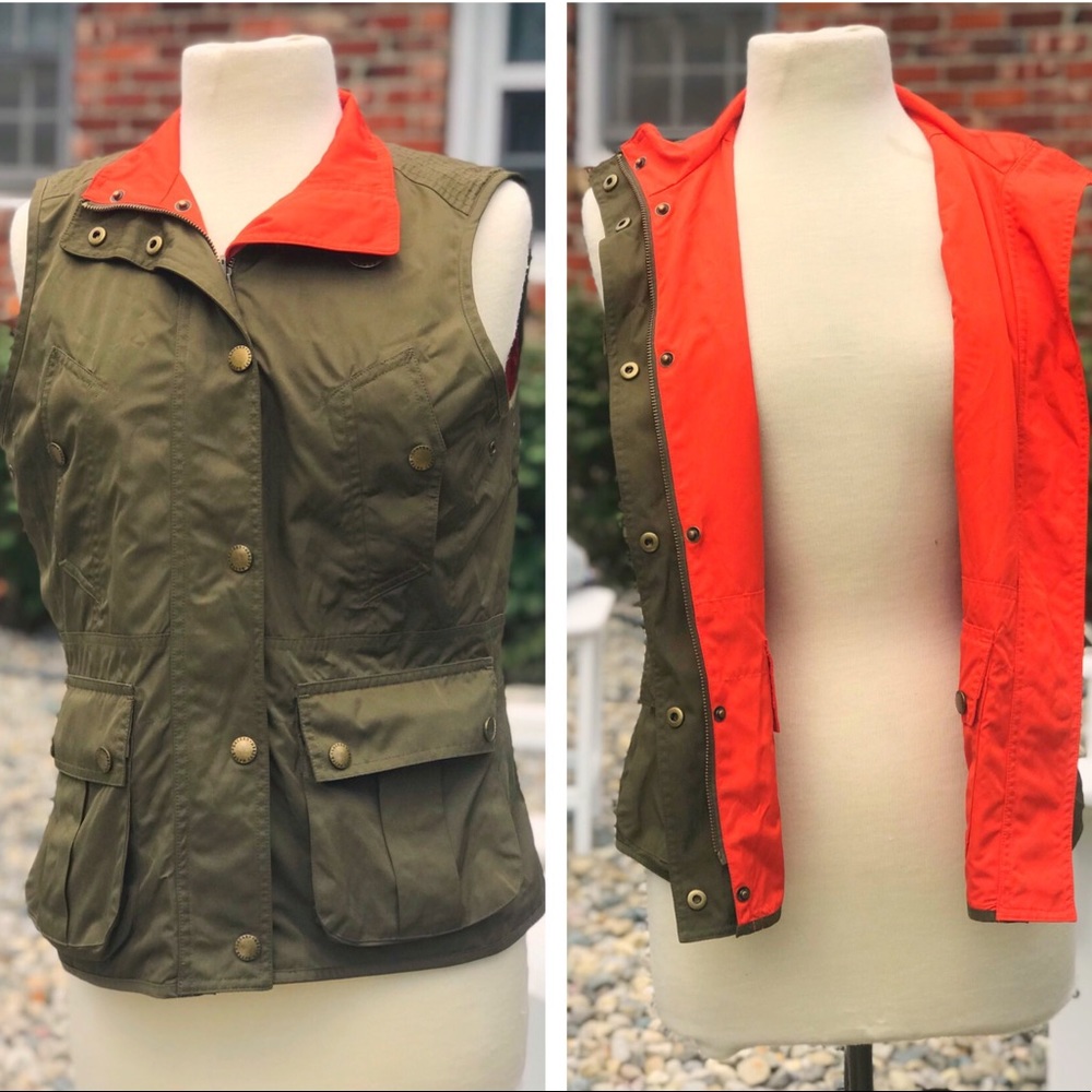 Ralph Lauren Green Orange Button Reversible Vest